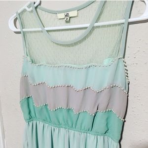 Ya Los Angeles mint pearl sheer top dress